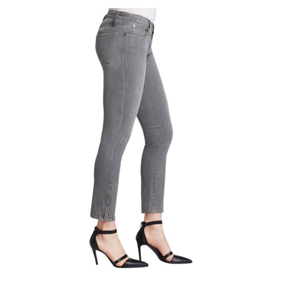 Revolve Helmut Lang Gray Light Wash Ankle-zip Skinny Jeans